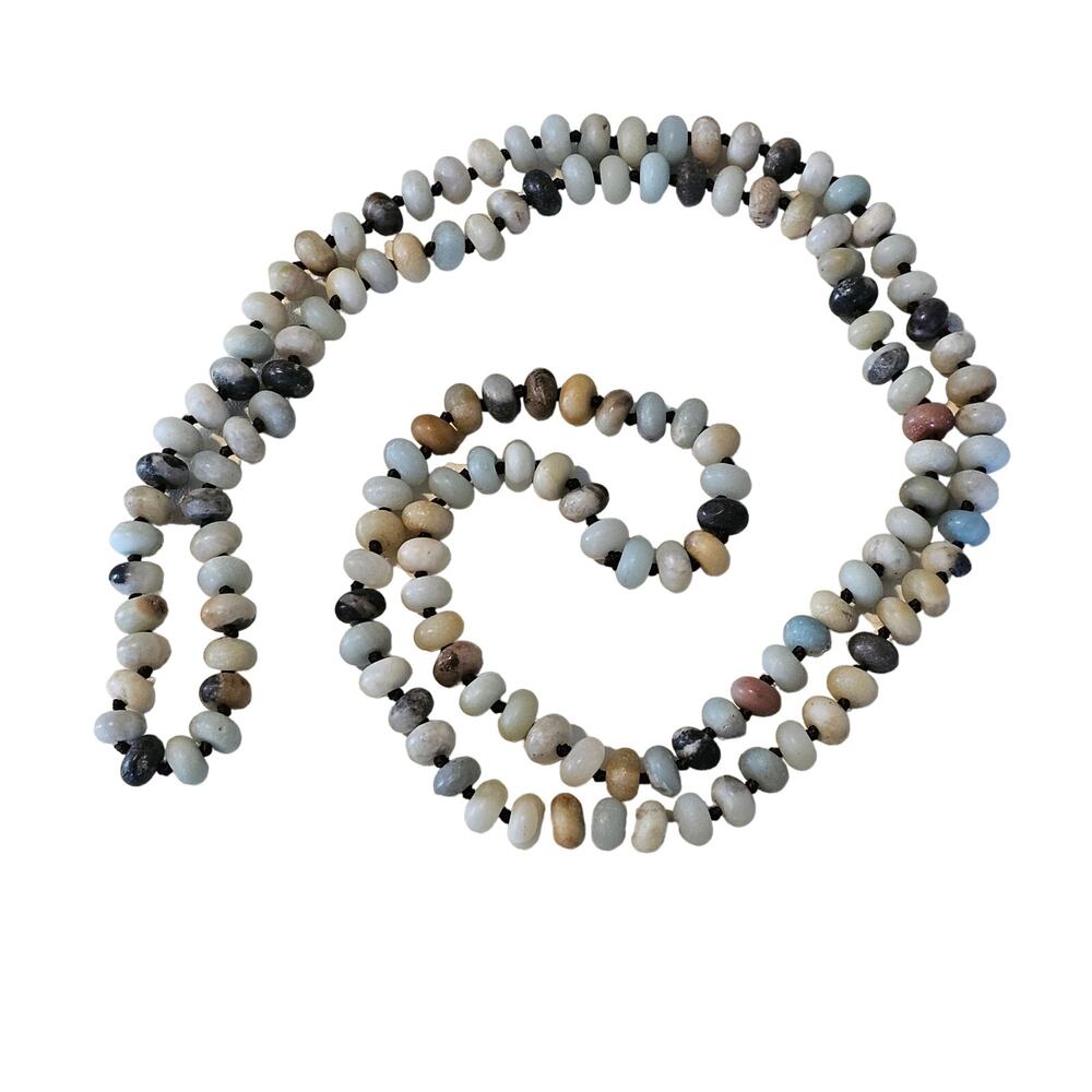 Amazonite Matte Rondelle Beaded Gemstone Necklace